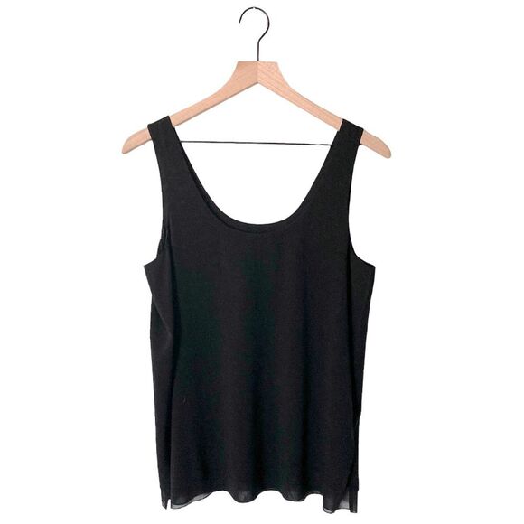 Vince Black Silk Blend Layered Sleeveless Blouse Top Size Large Blouse Tank - Picture 1 of 10